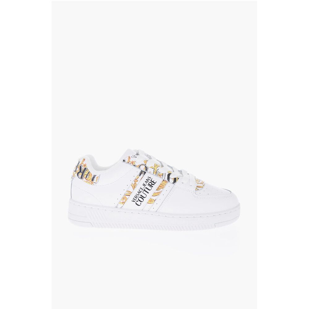 Кроссовки JEANS COUTURE из кожи MEYSSA с низким верхом и принтом Baroque M Versace, Black and White — фото 2