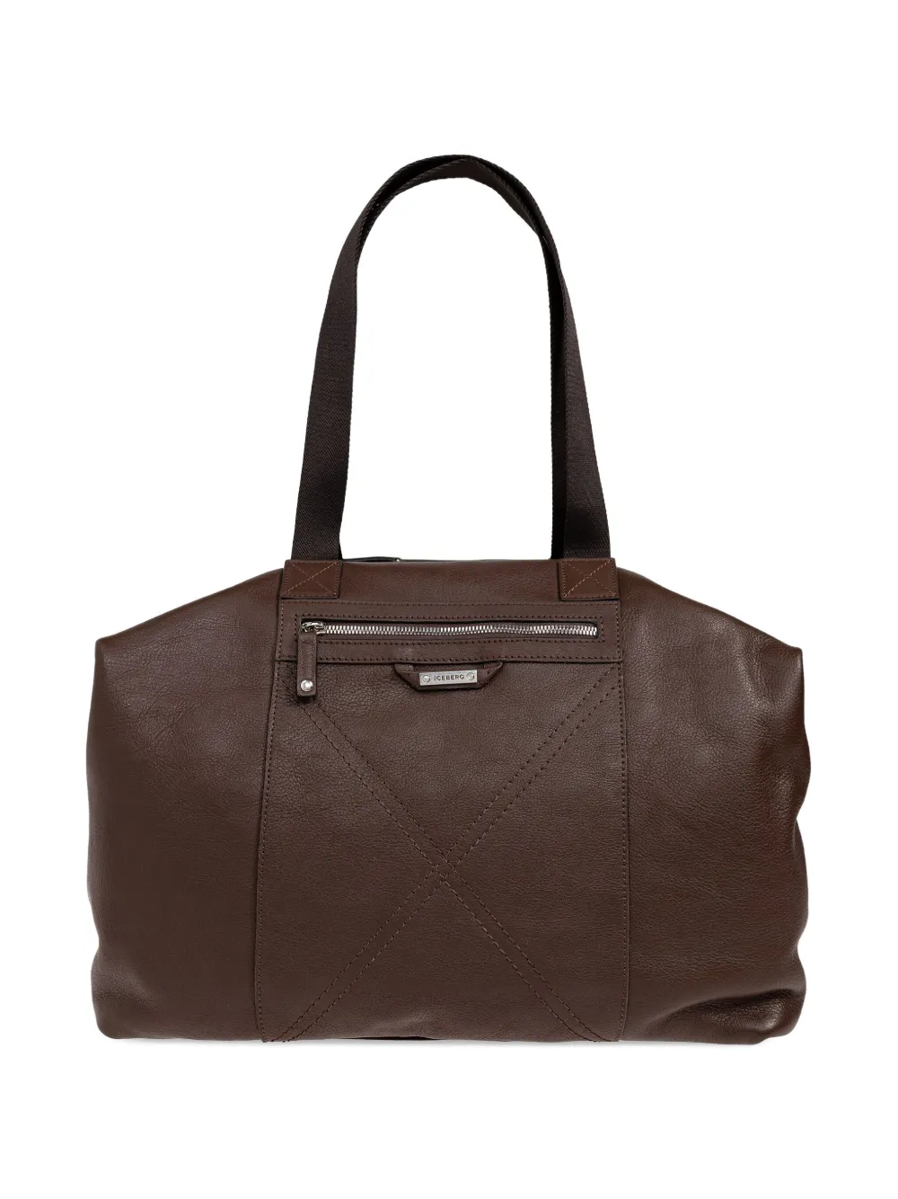 

Сумка-тоут из кожи на молнии Iceberg, коричневый