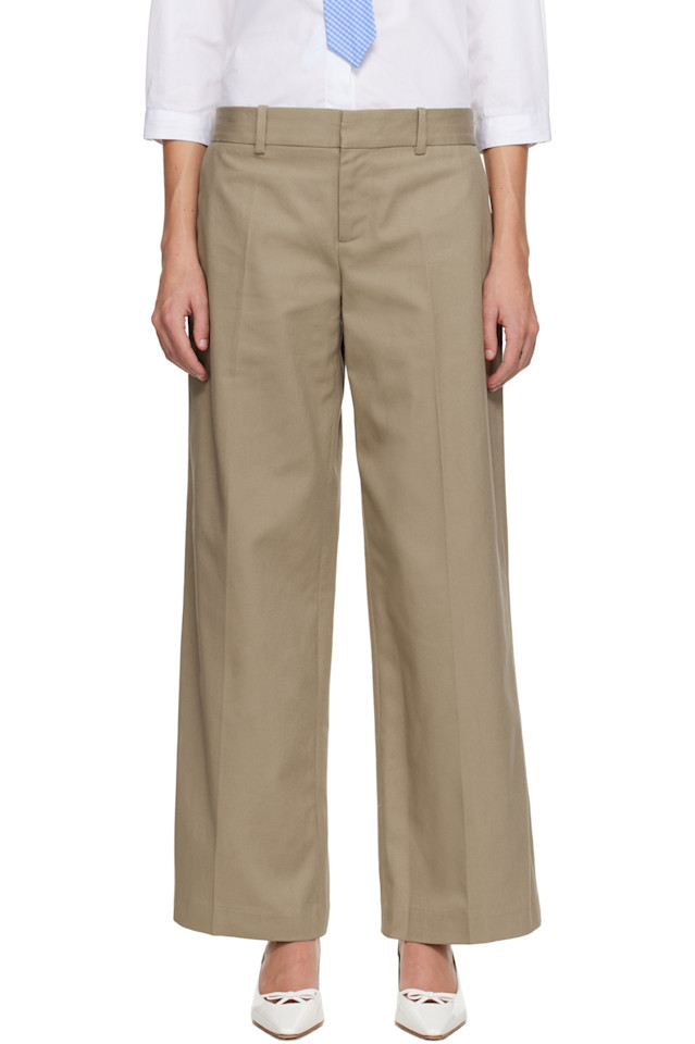 

Sandy Liang Брюки дедушки бежевого цвета