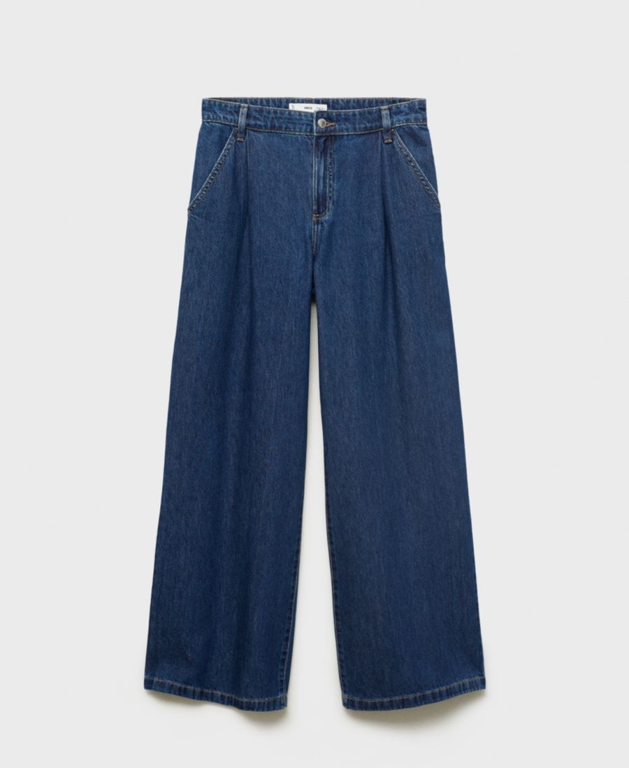 

Женские широкие джинсы со складками MANGO, Open Blue