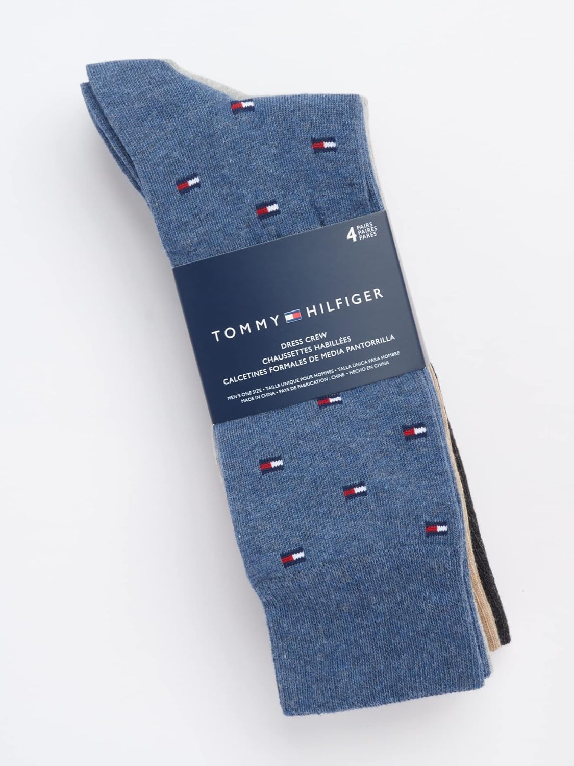 Мужские носки Tommy Hilfiger под повседневную одежду - 4 пары классических хлопковых носков для мужчин, легкие, комфортные, с укрепленной пяткой, Denim — фото 3