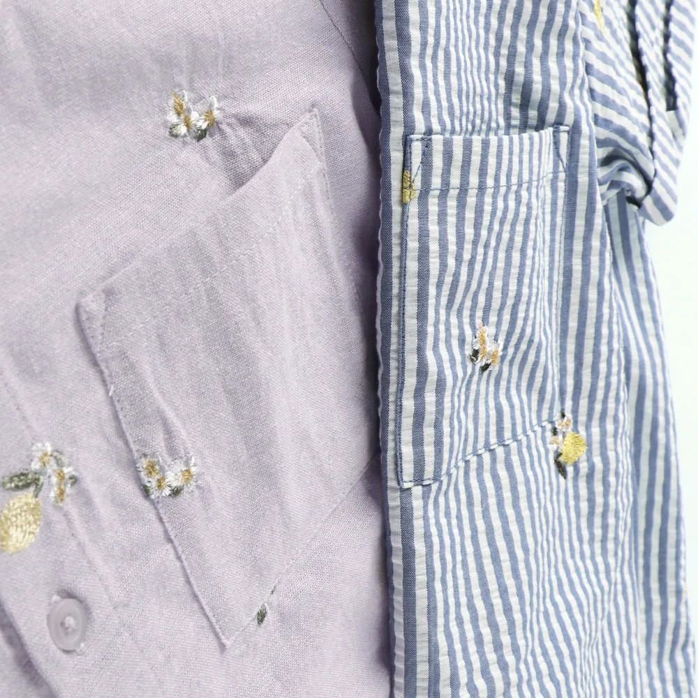 Рубашка с коротким рукавом, вышитая лимонами и цветами Branshes, Lavender — фото 4