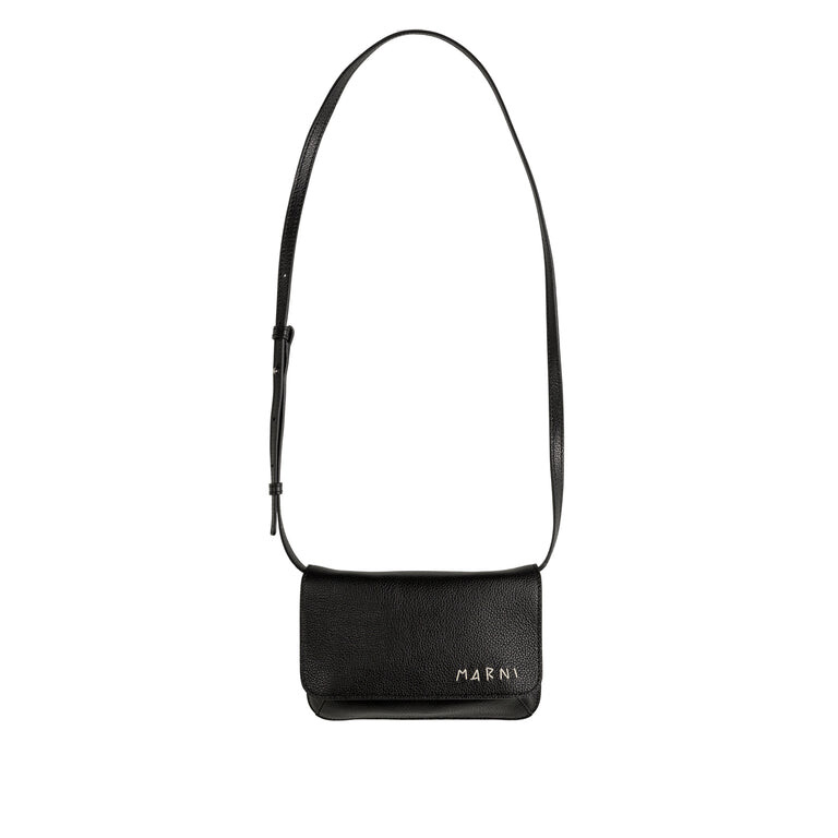 

Сумка leather shoulder bag Marni, черный