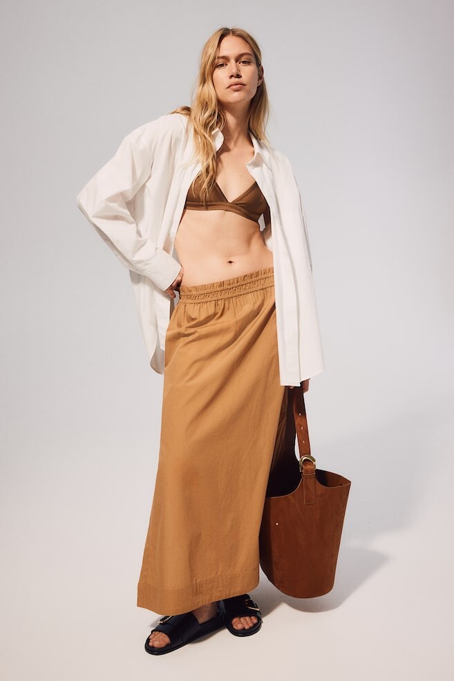 

Длинная хлопковая юбка H&M, коричневый