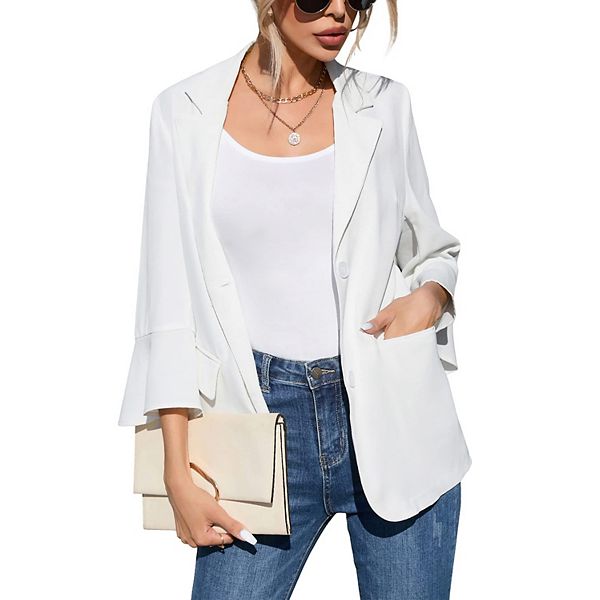 

Женский блейзер 3/4 рукава легкий повседневный офисный Xuba, White