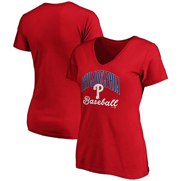 

Женская футболка Philadelphia Phillies Victory Script V-neck красная Fanatics, Красный, Женская футболка Philadelphia Phillies Victory Script V-neck красная Fanatics