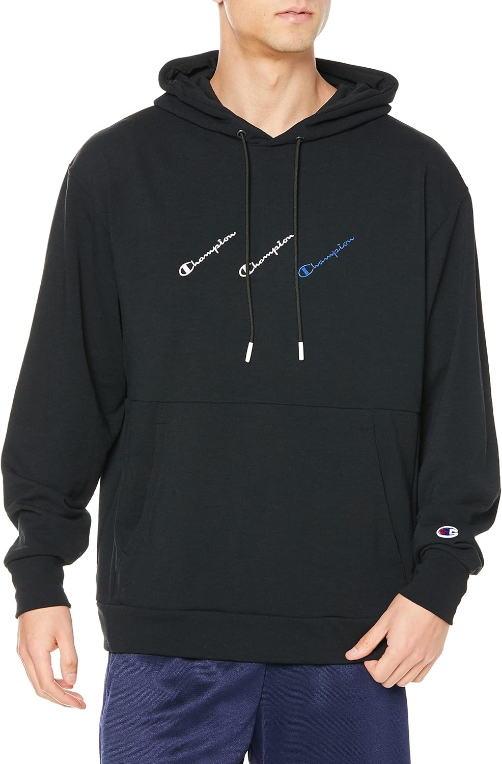 

Толстовка с длинными рукавами Champion C3-XS102, свободный крой, быстросохнущая, эластичная, с защитой от УФ-излучения, тканая махровая ткань TECH WEAVE(R), мужская спортивная, черный