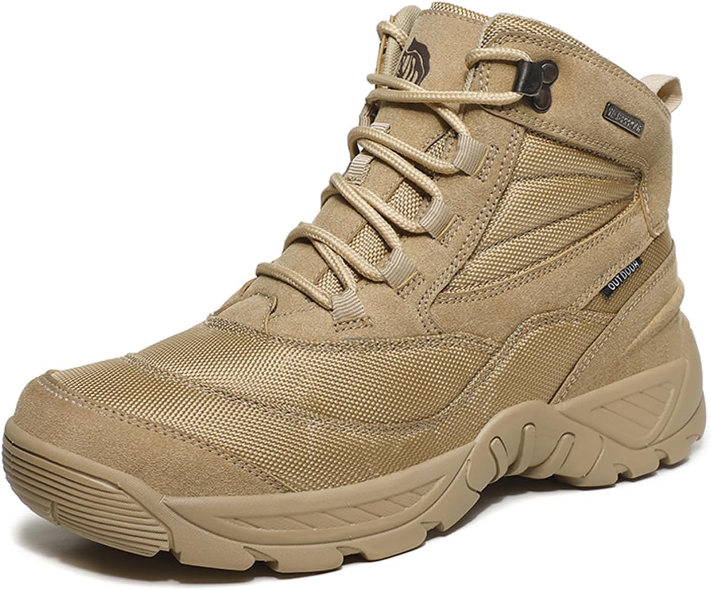 

Мужские дышащие кожаные ботинки среднего класса с сеткой, шнуровкой, военные тактические ботинки, легкие, мягкие, с удобной стелькой и поддержкой свода стопы, походные боевые ботинки для активного отдыха, походов и кемпинга Tengfeifly, хаки