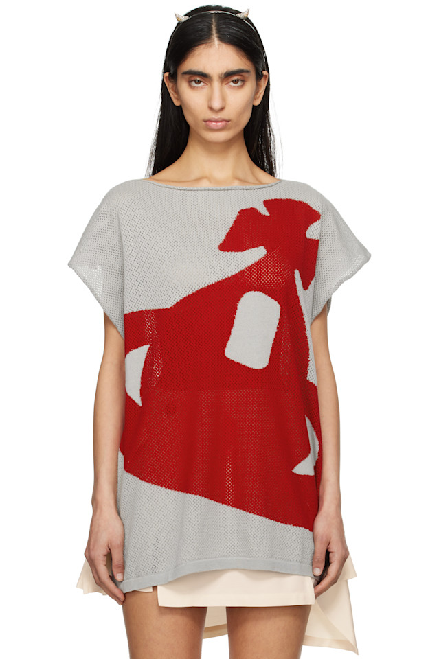 

Футболка с пиксельным орнаментом в технике интарсия Vivienne Westwood, серый