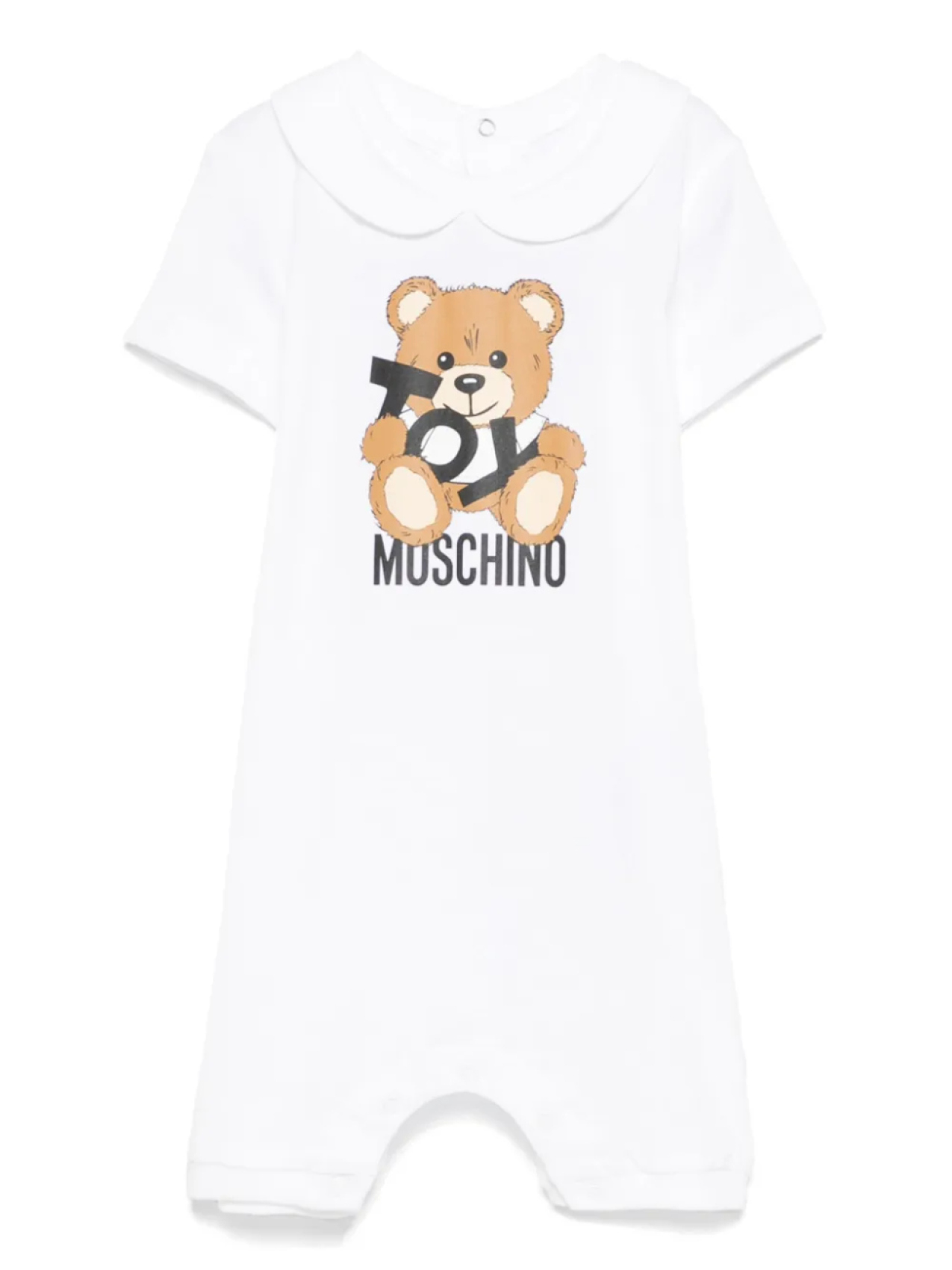 

Moschino Kids Leo Teddy-принт комбинезон, белый