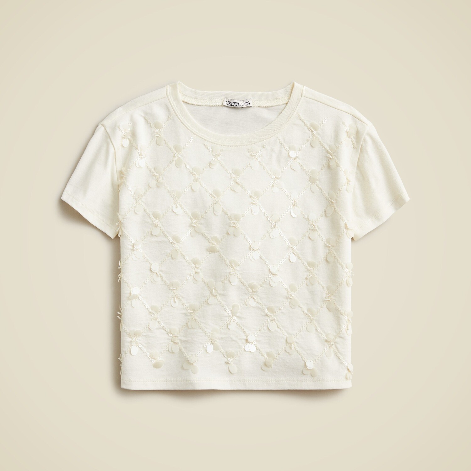 

Футболка с короткими рукавами и блестками для девочек J.Crew, белый