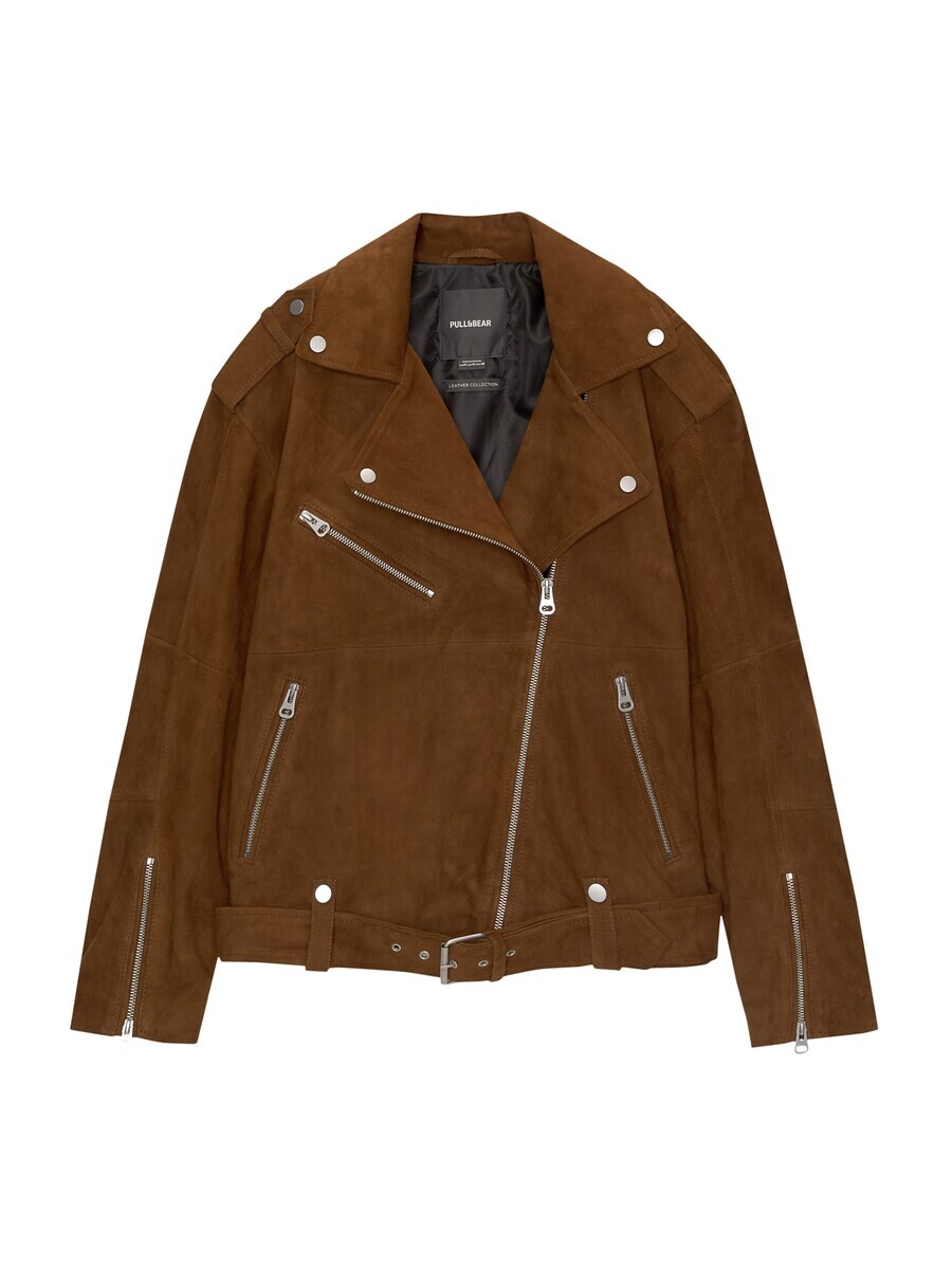 

Кожаная куртка Pull&Bear Between-Season Jacket, коричневый