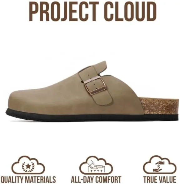 Мужские сабо Project Cloud - 100% натуральная кожа полного зерна, с мягкой подошвой из памяти формы и поддержкой свода стопы, натуральная пробковая стелька - нескользящие домашние тапочки для мужчин (Бруклин) — фото 2