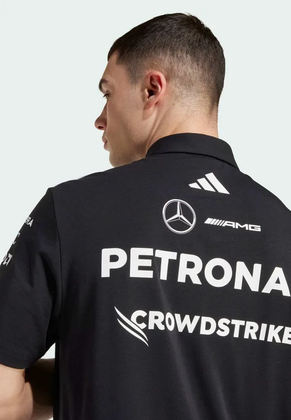 Мужская черная футболка-поло mercedes amg petronas formula one team Adidas Originals, Black White — фото 4