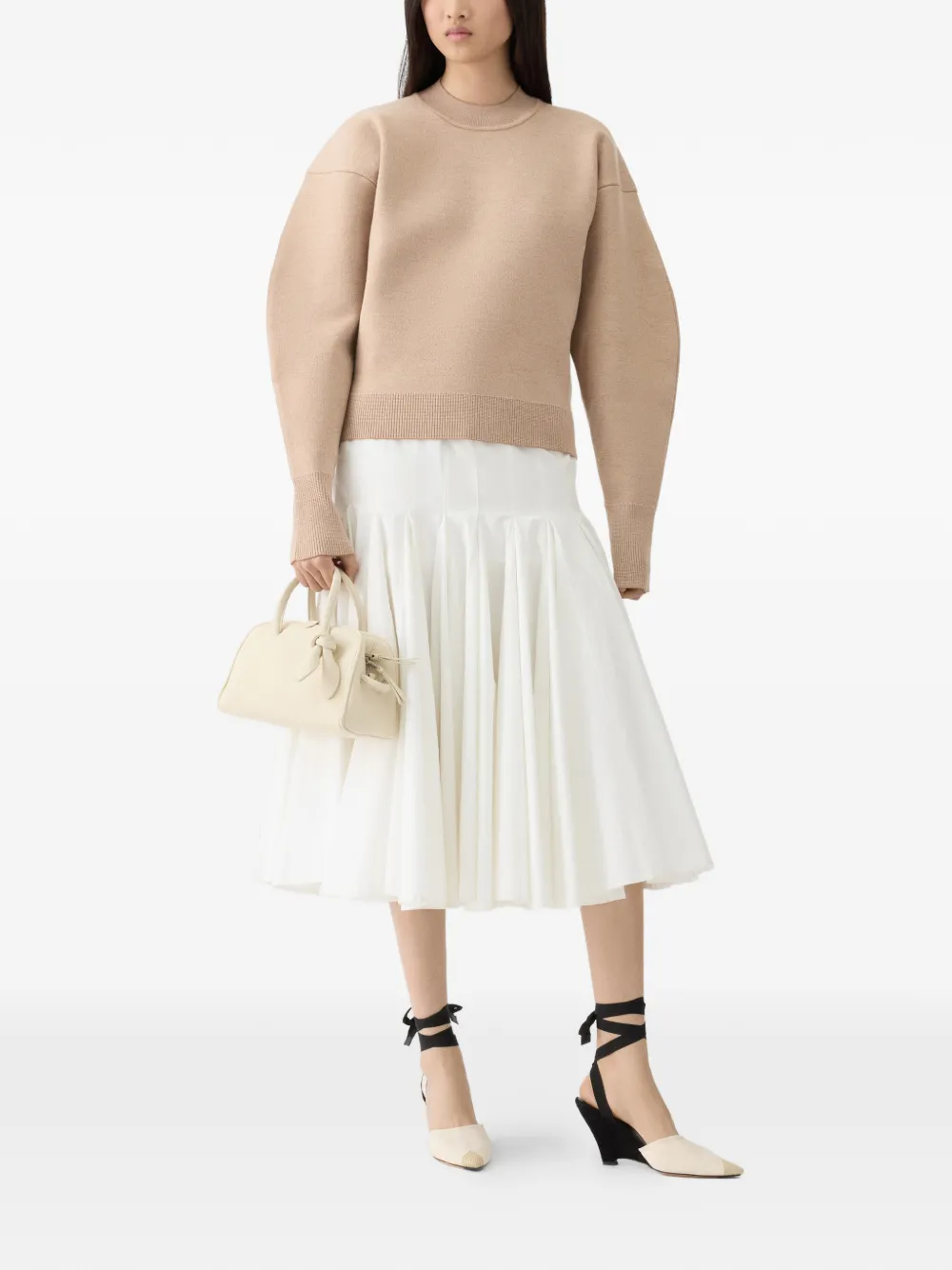 Свитер из пике с вышитым логотипом Jacquemus, бежевый — фото 2