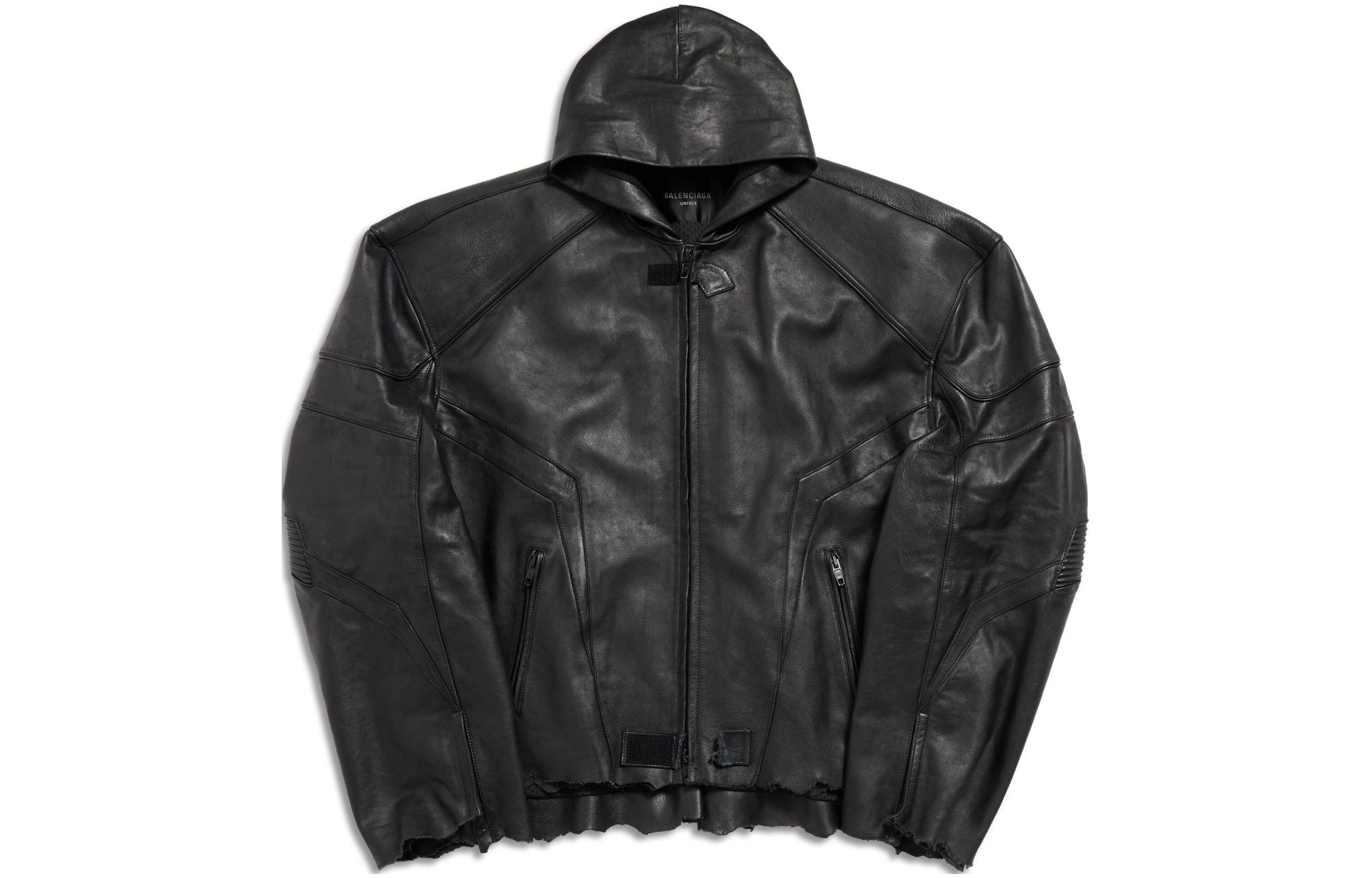 Balenciaga Кожаная куртка SS24 свободного кроя унисекс black — фото 3