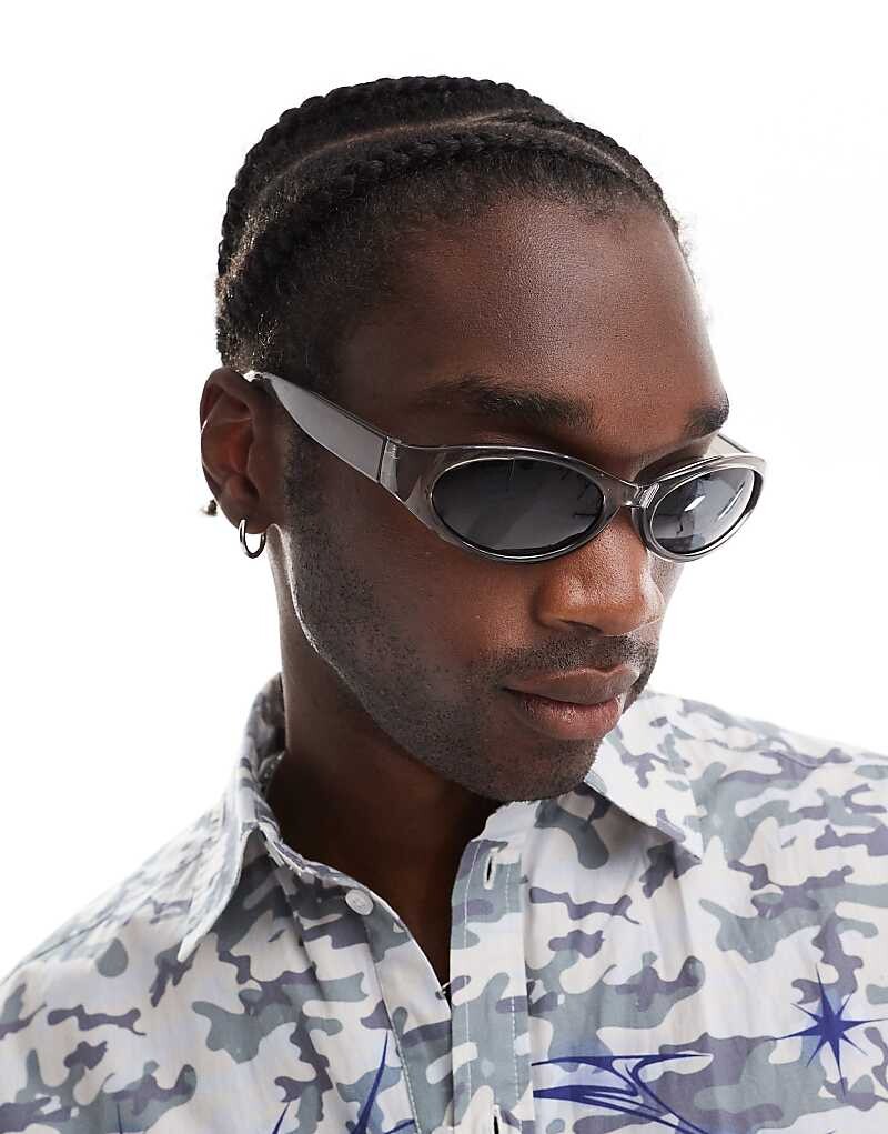 

ASOS DESIGN – серые солнцезащитные очки-гонщики