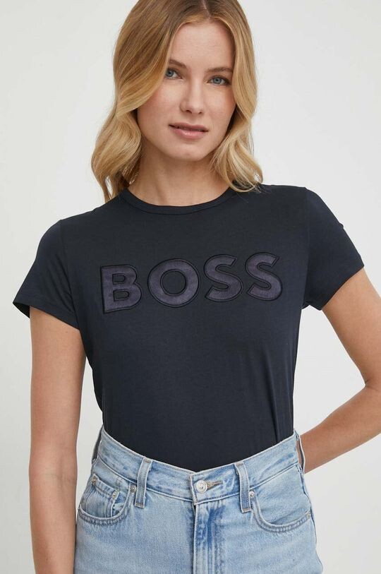 

Хлопковая футболка Boss, темно-синий