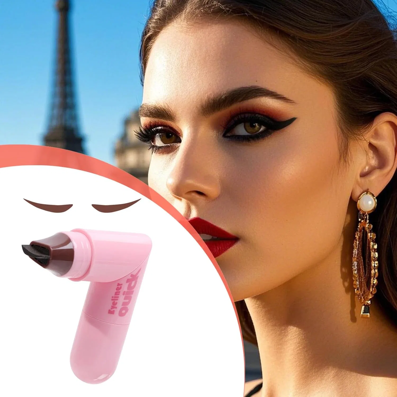 Подводка для глаз Eyeliner Stamp Pen двойная, коричневая, No brand — фото 3