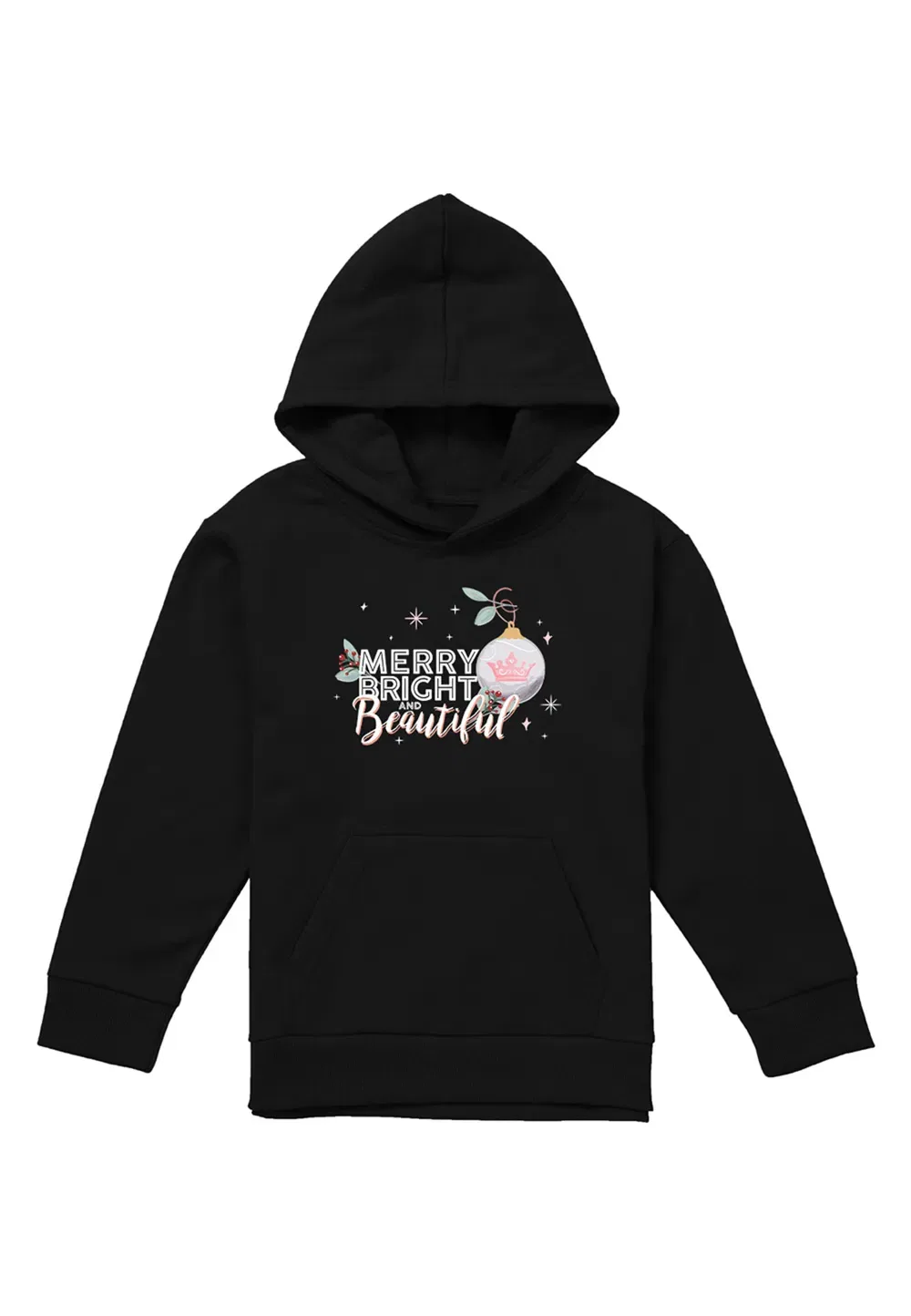 Детская худи Princess Christmas Merry, Bright And Beautiful, Disney, черный