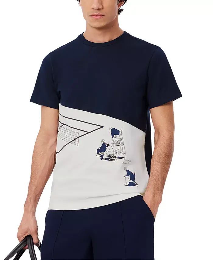 

Мужская футболка с принтом Tennis Court Lacoste, синий