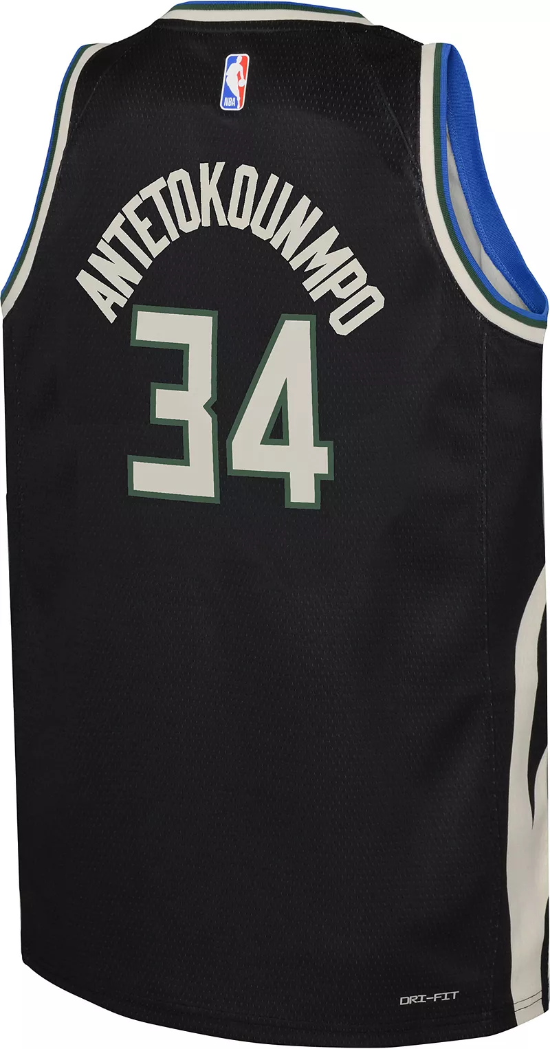 Черная майка Jordan Youth Milwaukee Bucks Яннис Адетокунбо № 34 Dri-FIT Swingman — фото 3