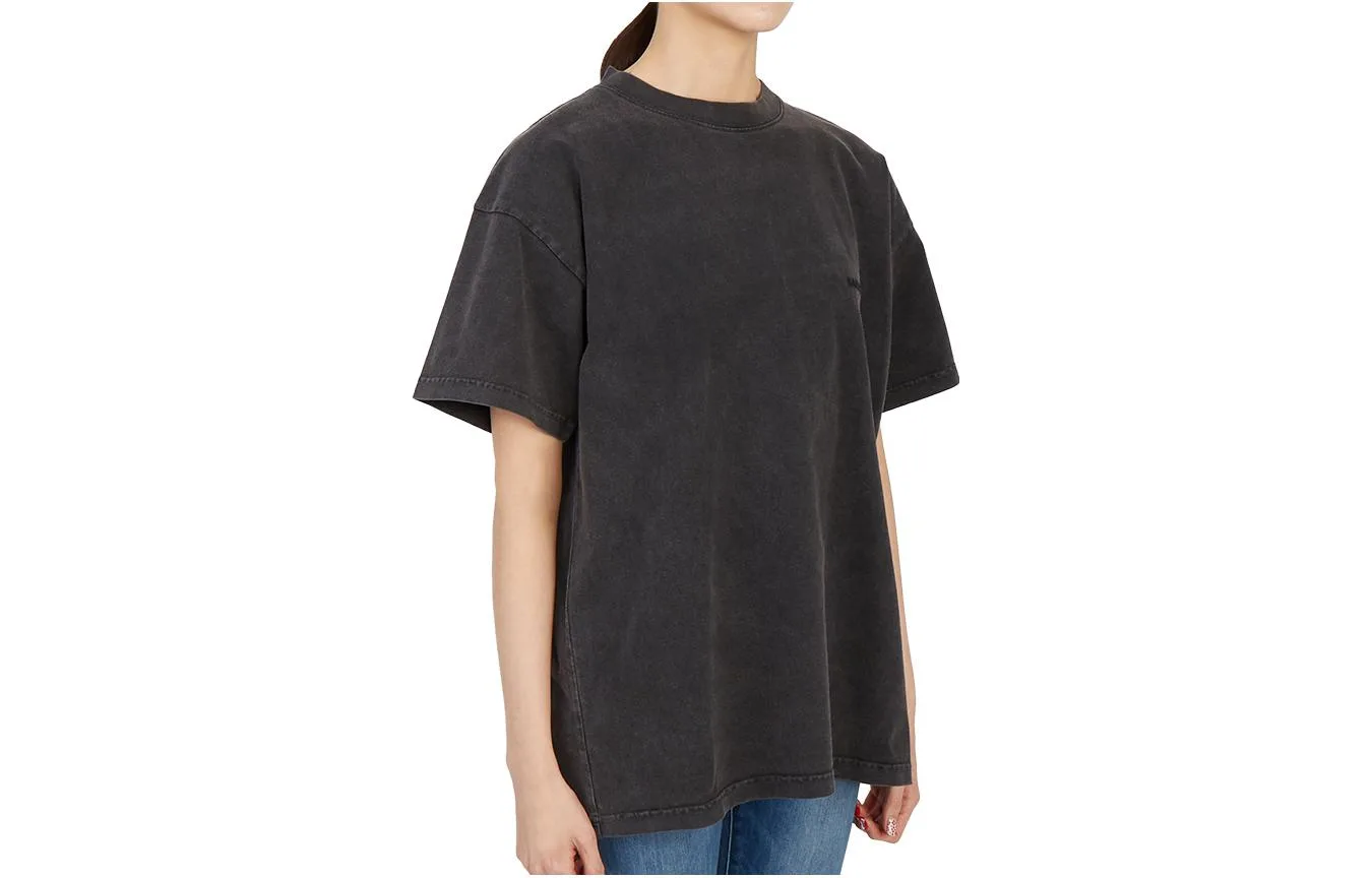 Balenciaga SS22 Drop Shoulder Sleeve Футболка женская черная серая Loose Fit — фото 4