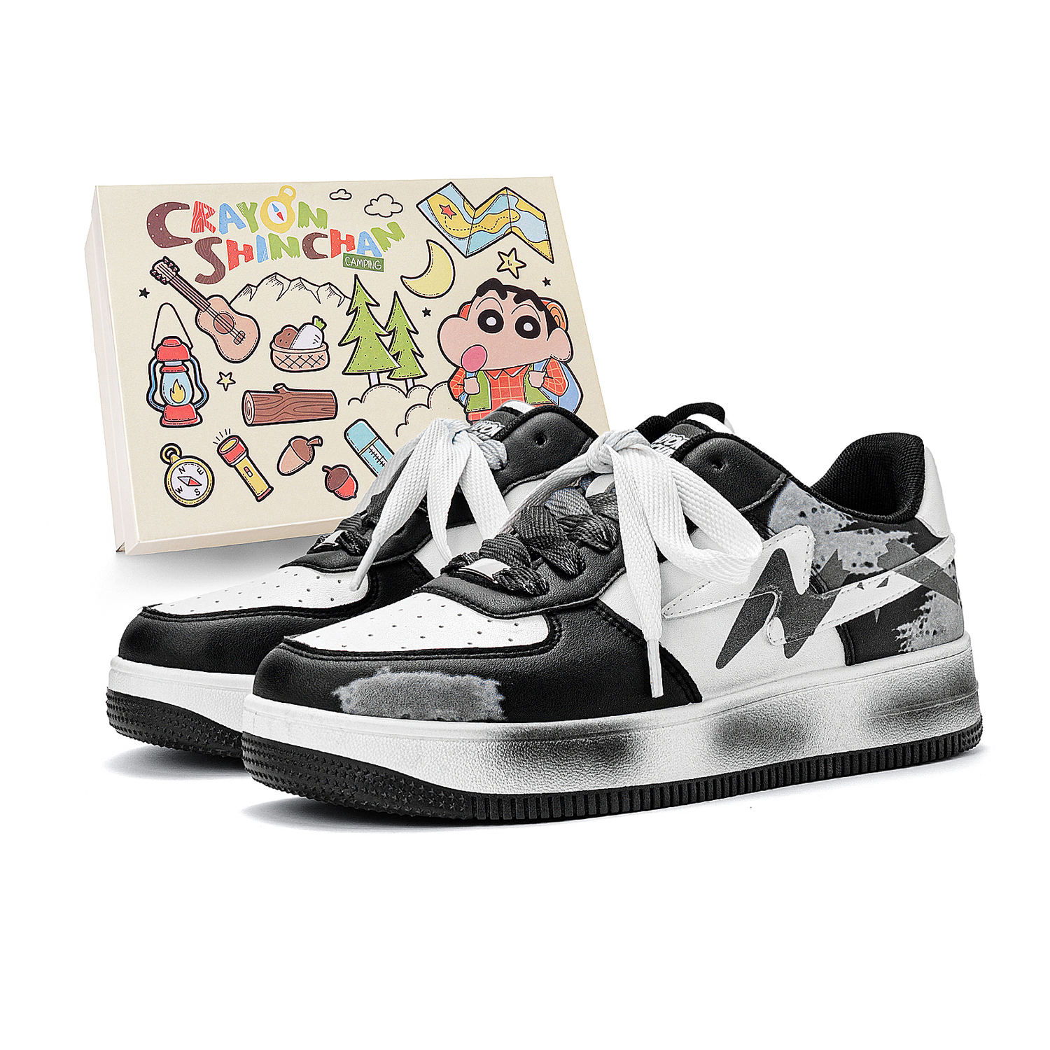 

Crayon Shinchan Низкие скейтерские кроссовки унисекс черные, цвет Black