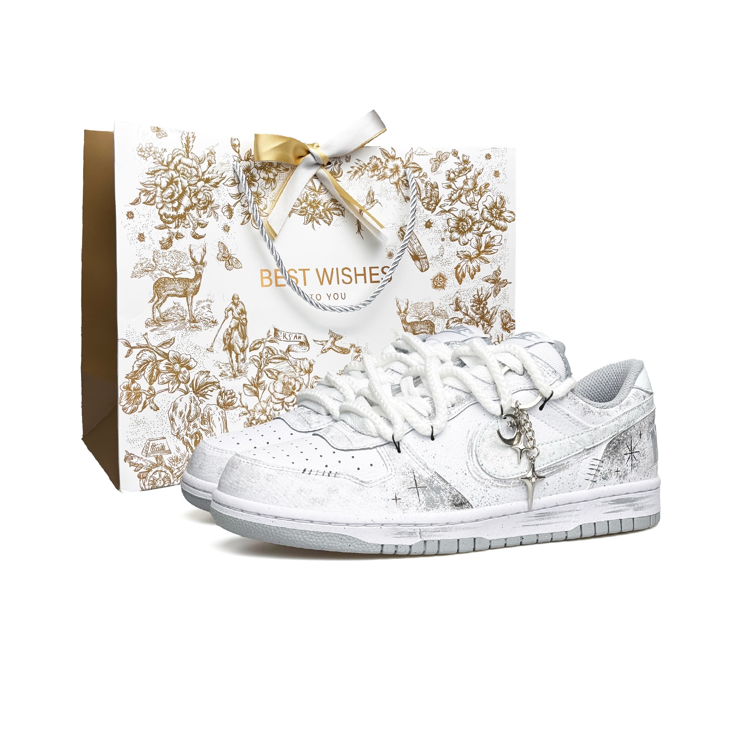 Nike Туфли для скейтбординга dunk wao устойчивые к истиранию увеличивающие рост низкие мужские белые серые — фото 3