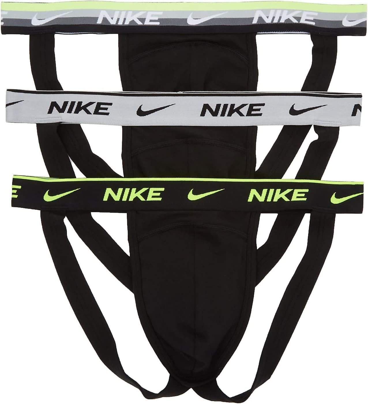 

Набор из 3 мужских бандажей Nike Dri-FIT Essential из хлопка и эластичного хлопка, Lime/Grey/Black