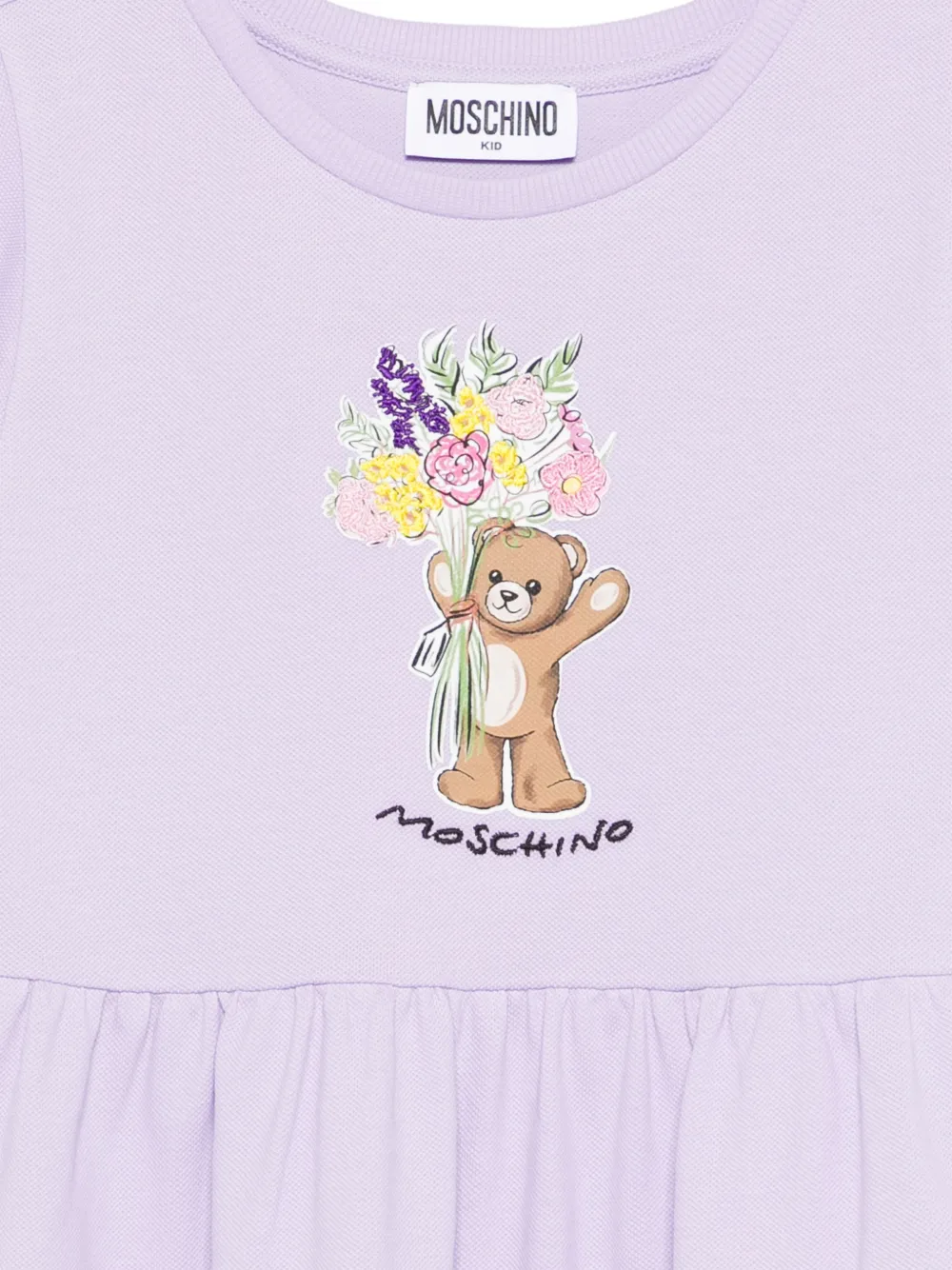 Платье с медвежьими деталями Moschino Kids, фиолетовый — фото 3