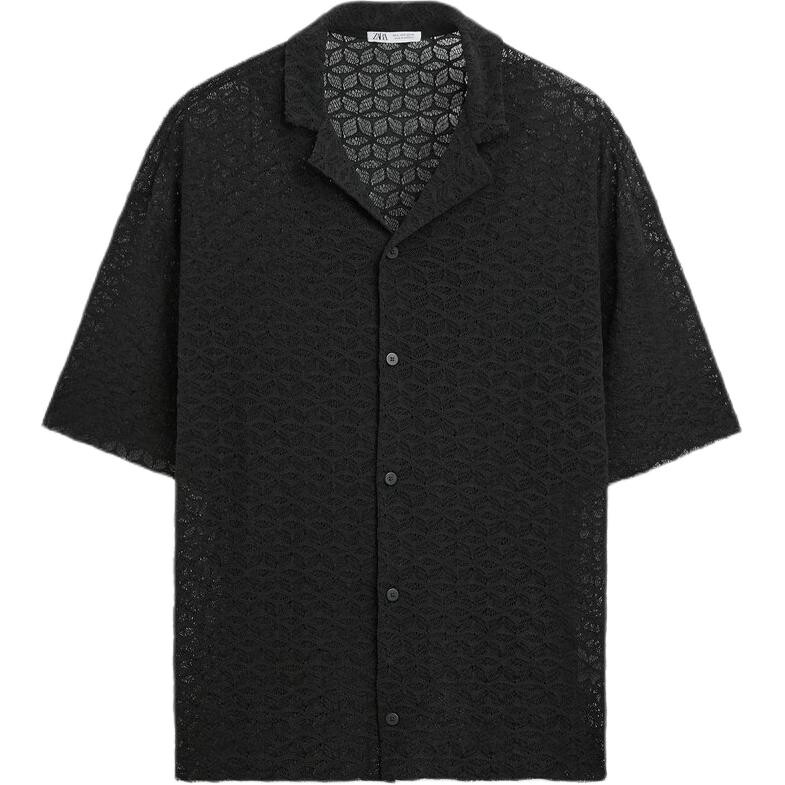 

Рубашка мужская черная Zara, черный