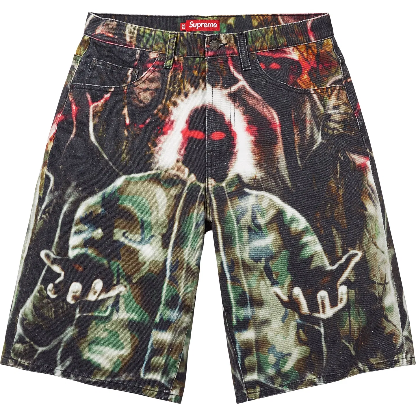 Шорты джинсовые свободные Supreme SS26 Shadows Baggy Denim Shorts мультиколор