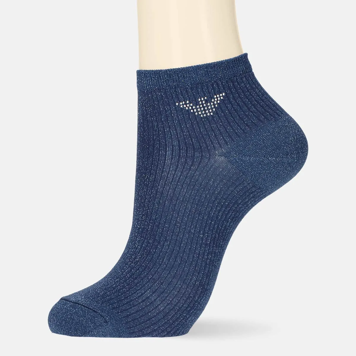 Женские короткие носки из люрекса Emporio Armani, 65. Blue — фото 4