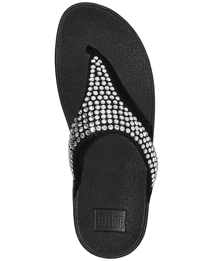 Женские босоножки Lulu Maxi-Crystal на танкетке с перекладиной для носка FitFlop, черный — фото 3