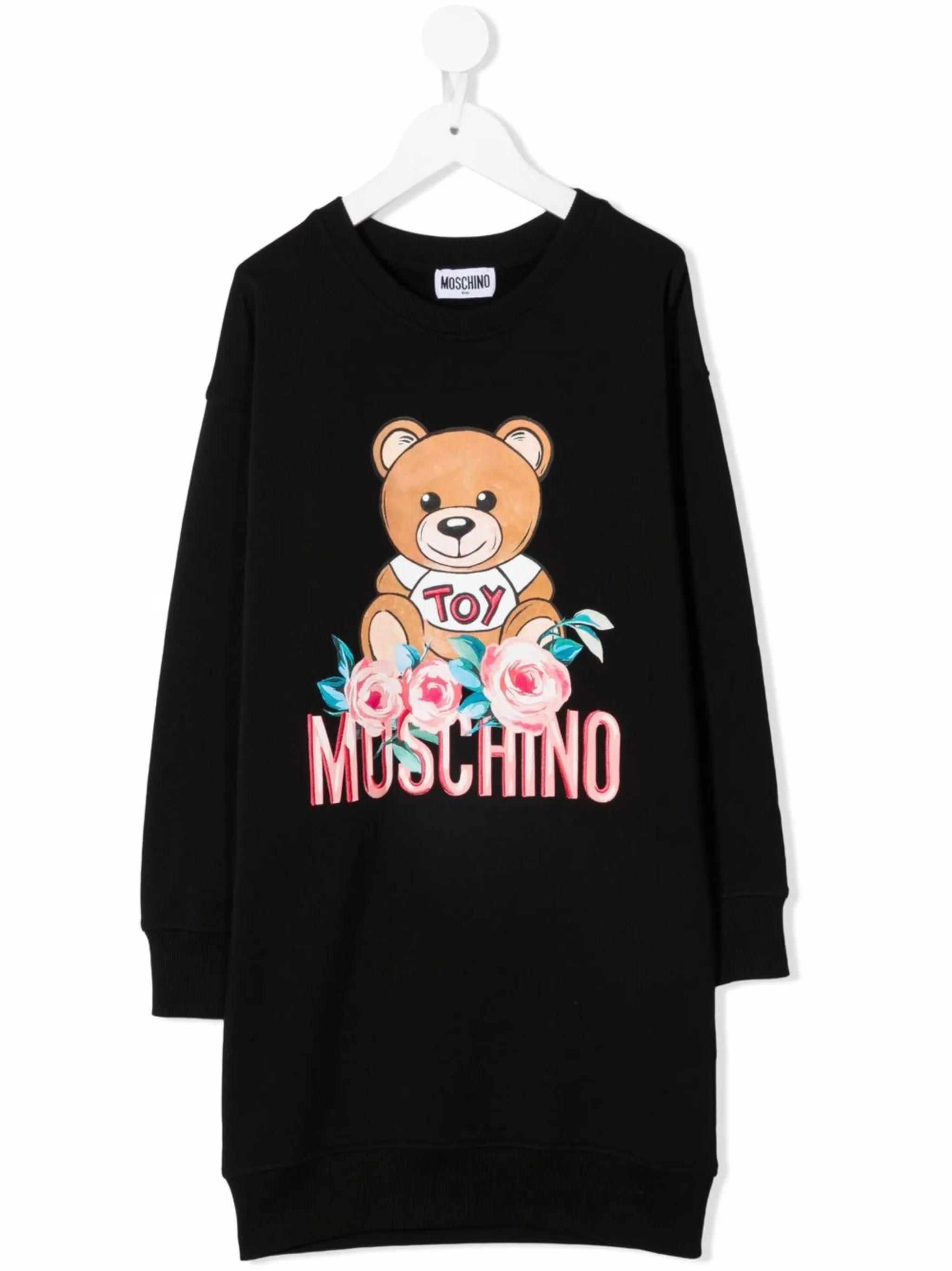 

Платье с длинными рукавами и графичным принтом Moschino Kids, черный