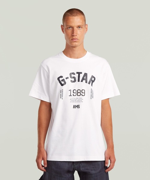 

Футболка свободного кроя с графическим принтом и номером 89 на спине G-STAR, белый