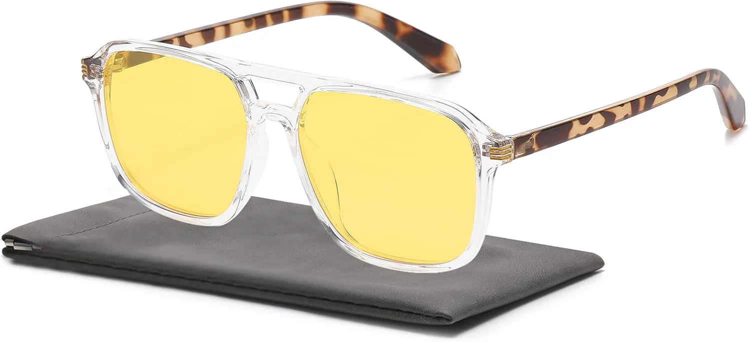 

Большие очки ночного видения для вождения (женщины и мужчины) - очки с антибликовым покрытием для ночного вождения Musivon, Transparent Frame Night Vision Glasses