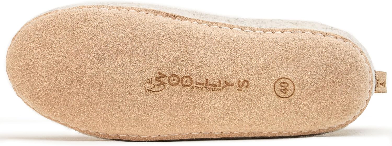 Тапочки Woolly из войлока с кожаной подошвой, Премиальная новозеландская шерсть, Ручная работа по итальянскому дизайну, Мягкие, дышащие и без запаха Woolly'S, светло-коричневый — фото 4