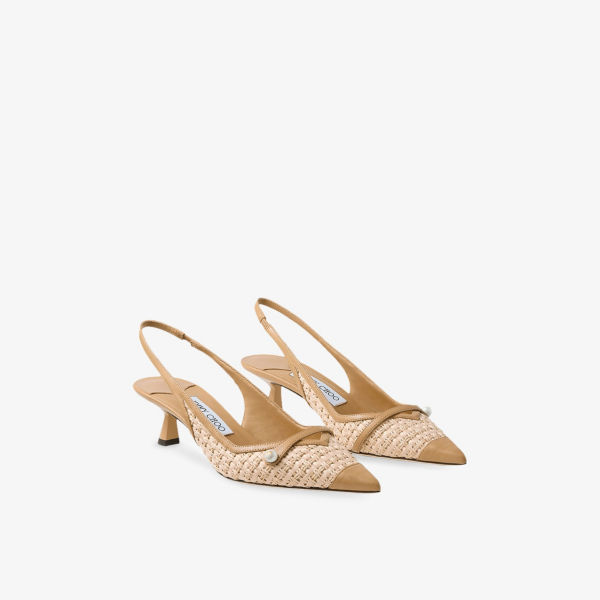 Мюли Jimmy Choo Амита кожаные на каблуке из рафии, мультиколор — фото 4