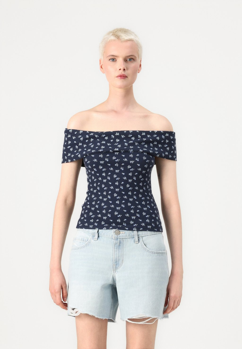 

Футболка с принтом FOLDOVER Hollister Co., темно-синий
