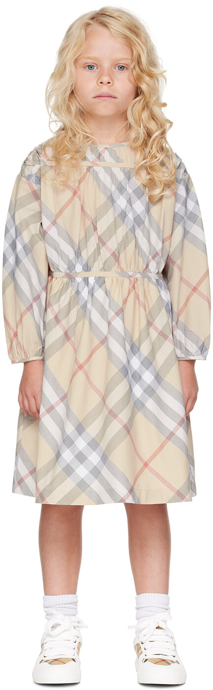

Детское бежевое платье в клетку Burberry