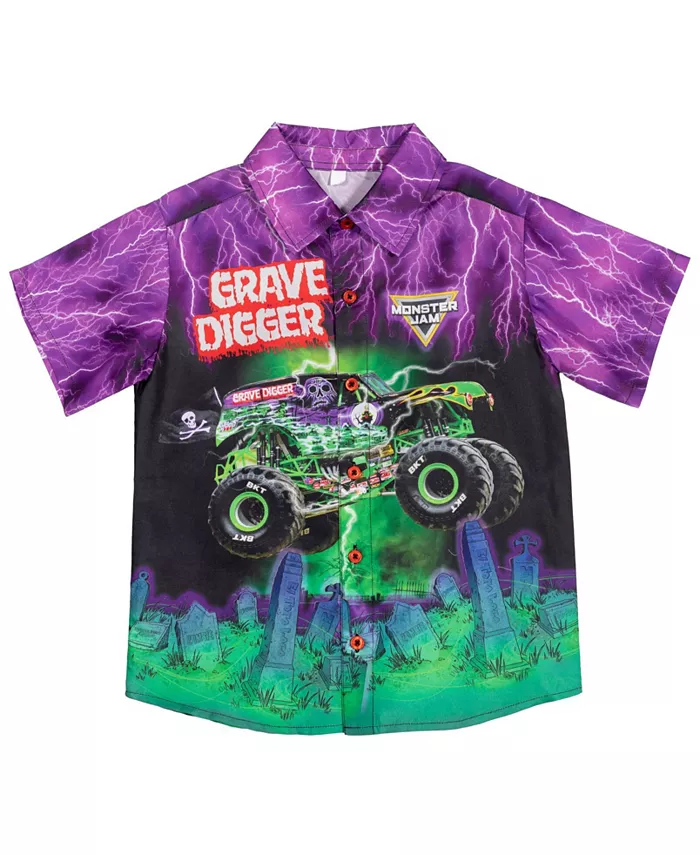 

Гавайская рубашка на пуговицах Grave Digger Monster Jam, фиолетовый