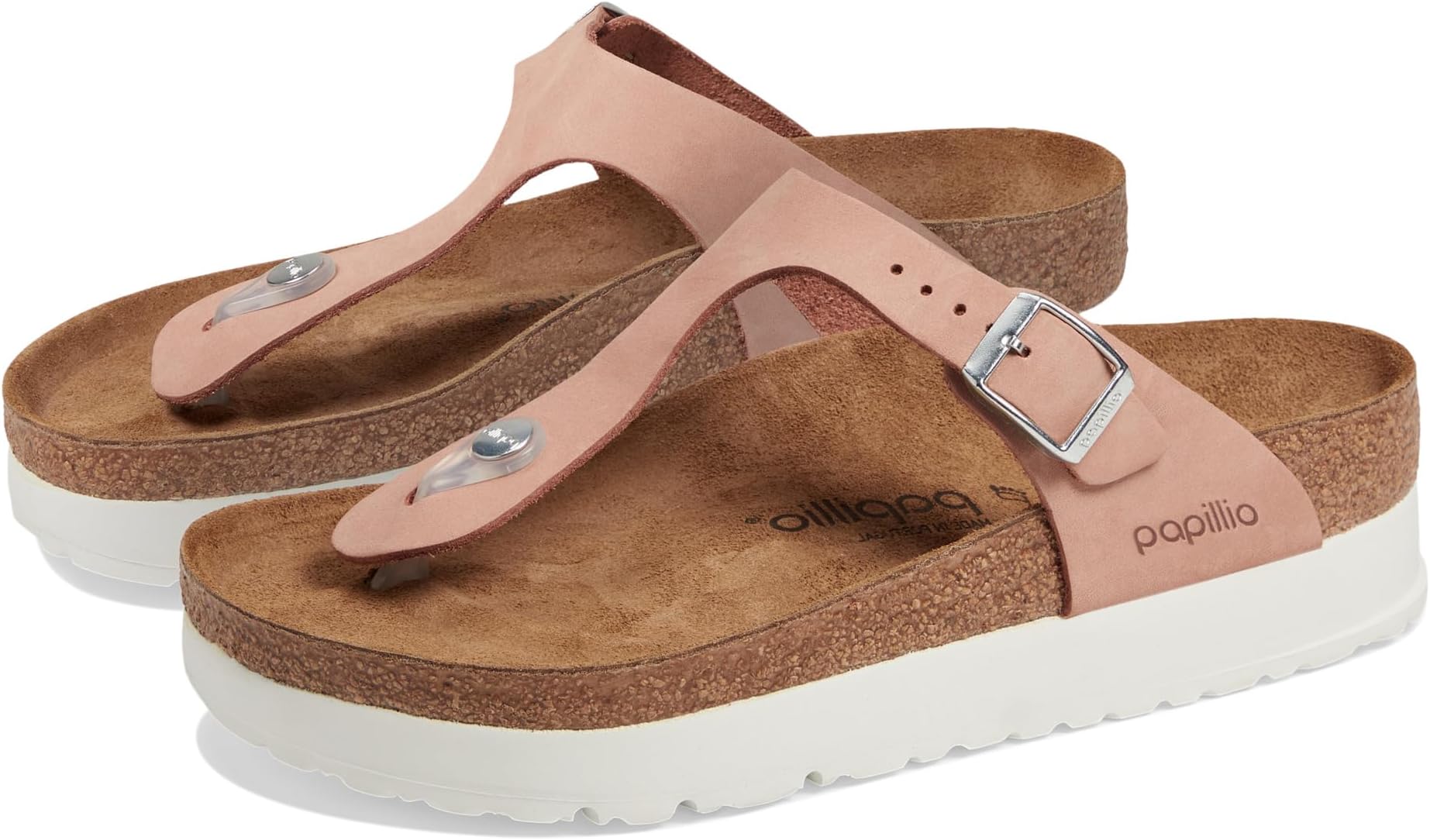 

Сандалии Birkenstock Papillio by Birkenstock Gizeh Platform Sandal - Nubuck, цвет Soft Pink