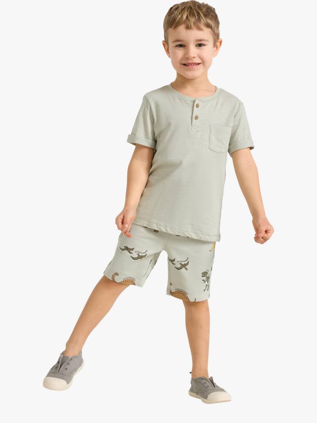 

Детские шорты из хлопкового джерси с принтом динозавров Lindex, Light Dusty Green