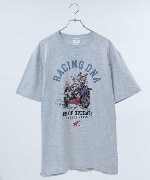 

Футболка с принтом, крой оверсайз JOHN'S CLOSET, Honda, серый