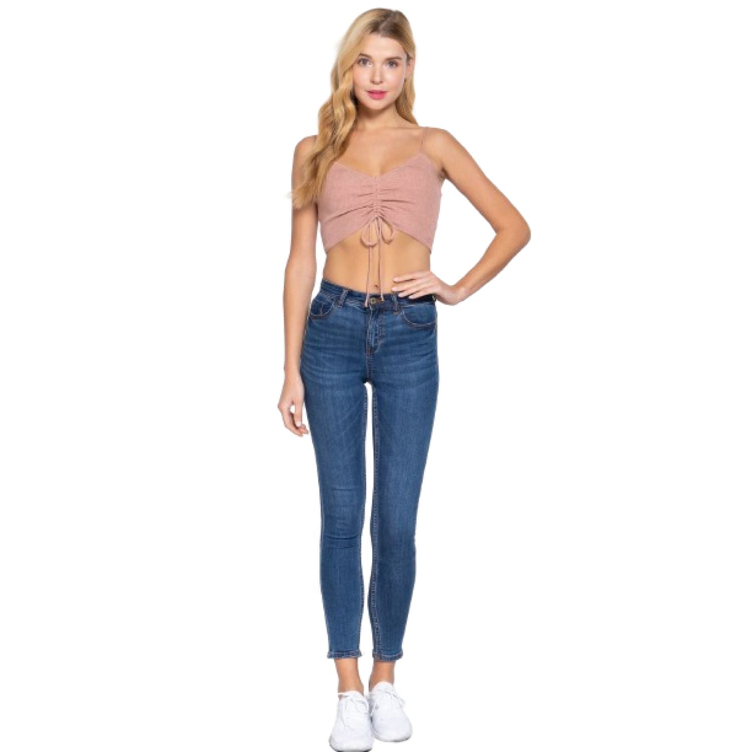 

Укороченный топ-свитер с отделкой спереди и сборками FASHNZFAB, цвет heather pink