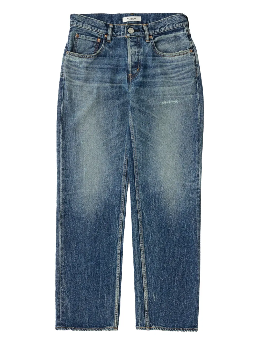 

Прямые джинсы с эффектом потертости Moussy Vintage, синий