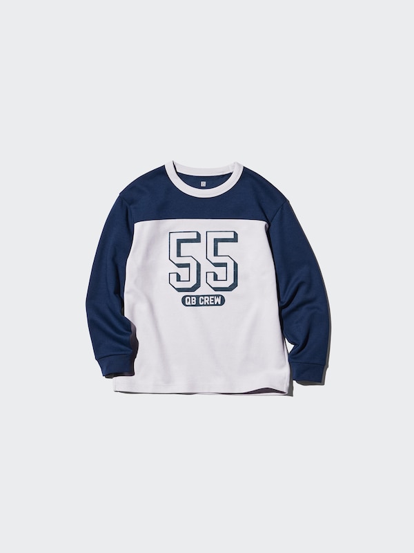 Хлопковая футболка AIRism с графикой, длинный рукав Uniqlo, 69 navy — фото 4