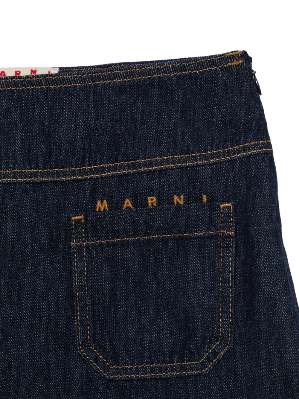 Юбка с вышитым логотипом и накладными карманами Marni Kids, синий — фото 3